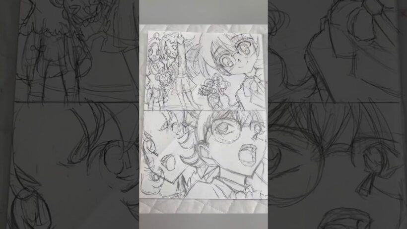 #名探偵コナン　と #名探偵プリキュア　を描いてみた🕵️🤓🔍🕰️🎀〜下書き編✏️〜
