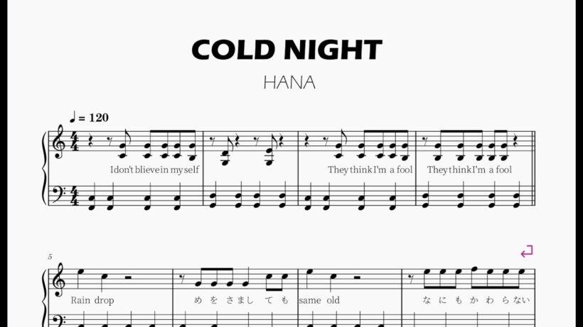 Cold Night／HANA　TVアニメ『メダリスト』第2期OP（ピアノ簡易版）