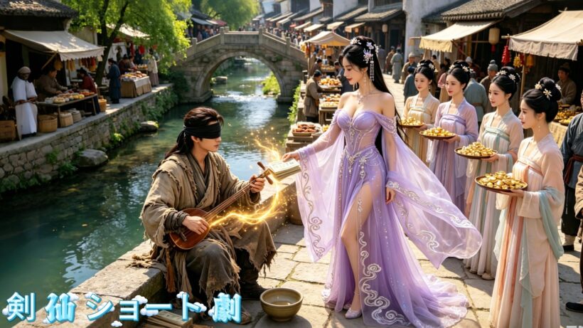 盲目の乞食が二胡で神級功法を解禁！街で姫を救ったその夜、最強へ逆転！色気たっぷりの姫が夜ごと寵愛を求める！