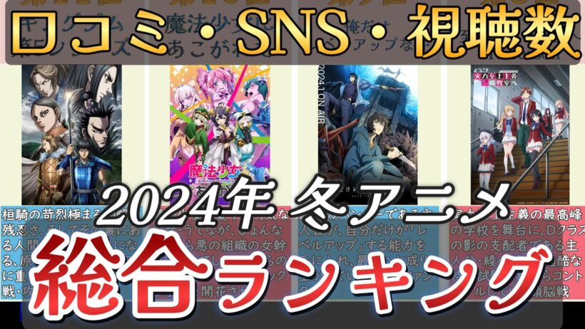 【アニメ】2024年冬アニメランキング【TOP27】🌸