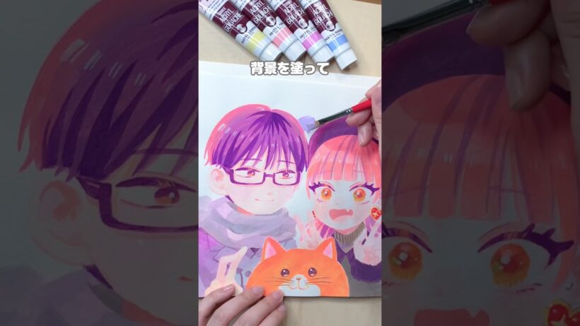 【一発描き】イラストメイキング！正反対な君と僕 #shorts  #イラストメイキング  #アナログイラスト #illustration #drawing