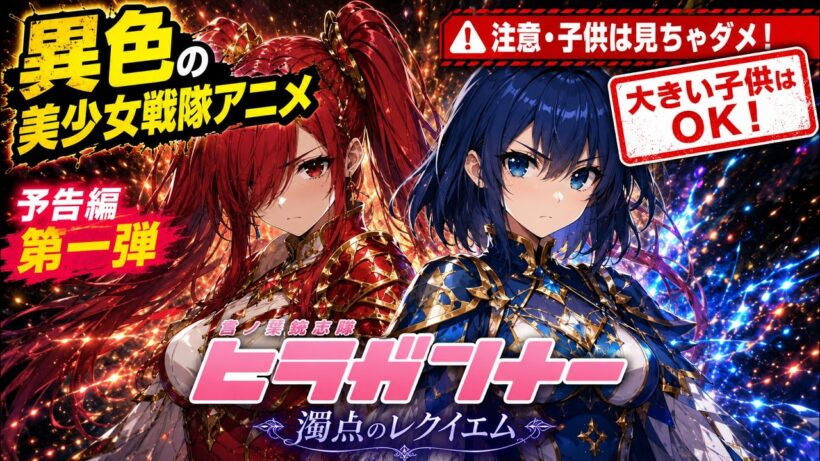 放送禁止用語＆伏せ字＆ピー音が飛び交う！NEO美少女戦隊アニメ史上最大の問題作！『言ノ葉銃志隊ヒラガンナー　濁点のレクイエム』予告編第一弾、ついに解禁！【18禁ではありません】