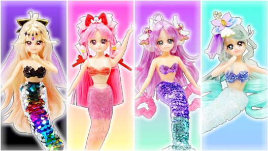 名探偵プリキュア人魚❤️キュアアルカナ、キュアエクレール、アンサー、ミスティックがリメイク変身DIY✨100円ショップ材料の手作り工作でリカちゃん人形がマーメイドに！いつかわかる☆きっとあえる